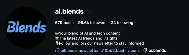 Instagram profile of @ai.blends showing 95.6K followers