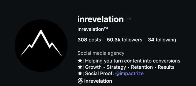 Instagram profile of @inrevelation showing 50.3K followers