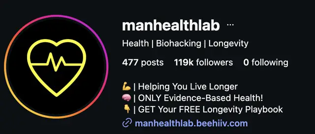 Instagram profile of @manhealthlab showing 119K followers