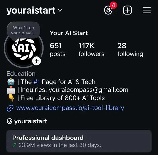 Instagram profile of @youraistart showing 117K followers