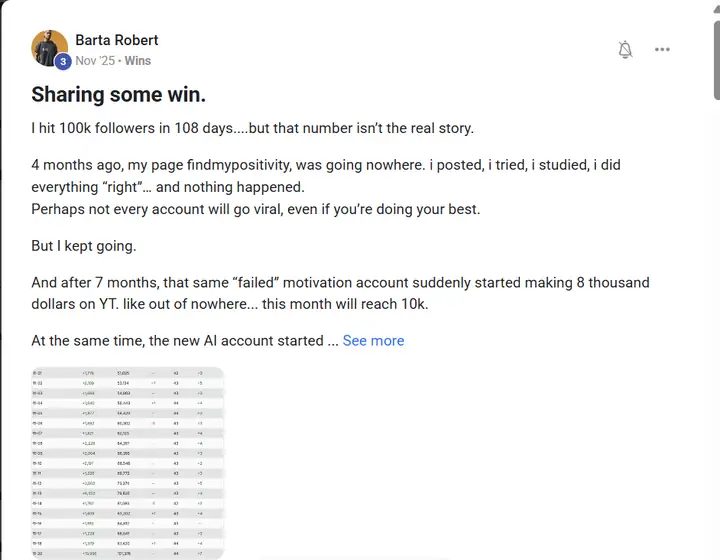 Screenshot of the post by Barta Robert
