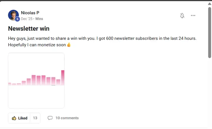Screenshot of the post by Nicolas P